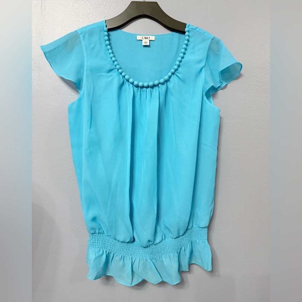#12) Cato Turquoise Cap Sleeve Blouse